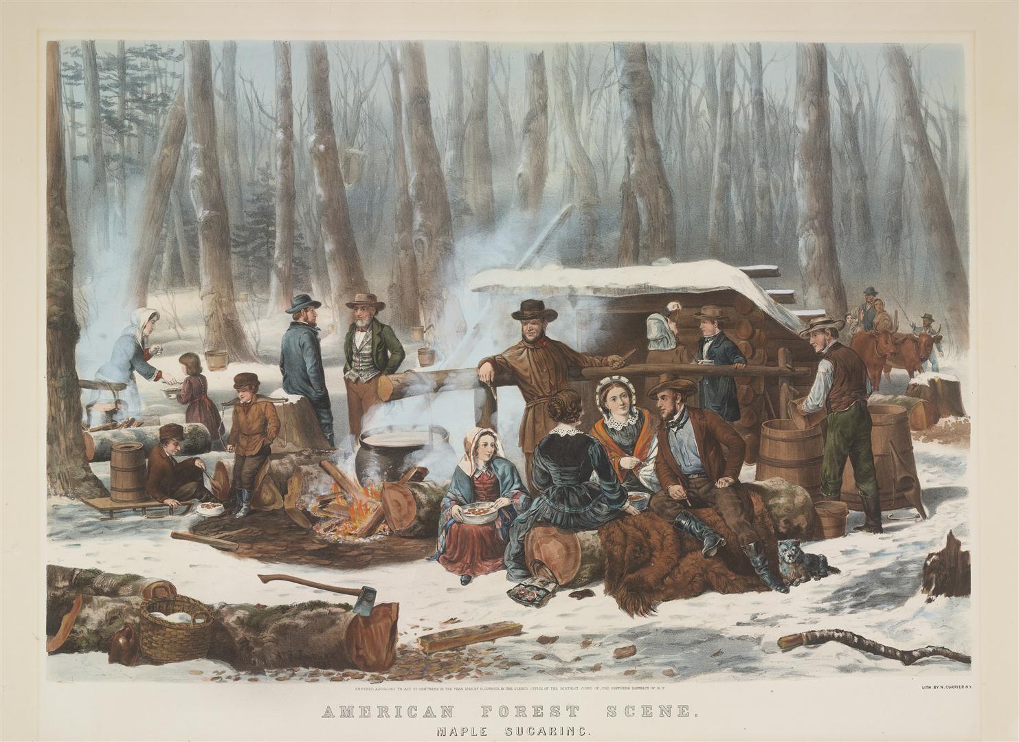 Maple Sugaring, Currier & Ives